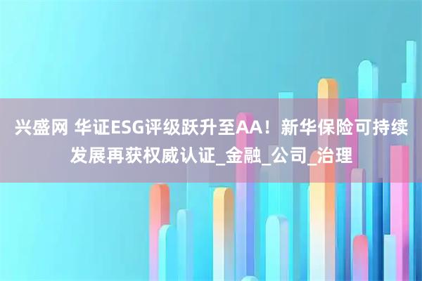 兴盛网 华证ESG评级跃升至AA！新华保险可持续发展再获权威认证_金融_公司_治理