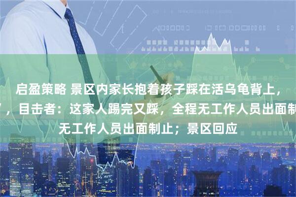 启盈策略 景区内家长抱着孩子踩在活乌龟背上，当“移动小船”，目击者：这家人踢完又踩，全程无工作人员出面制止；景区回应
